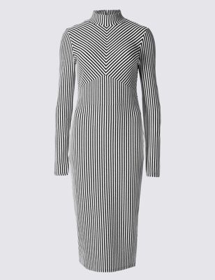 Striped Long Sleeve Bodycon Dress
